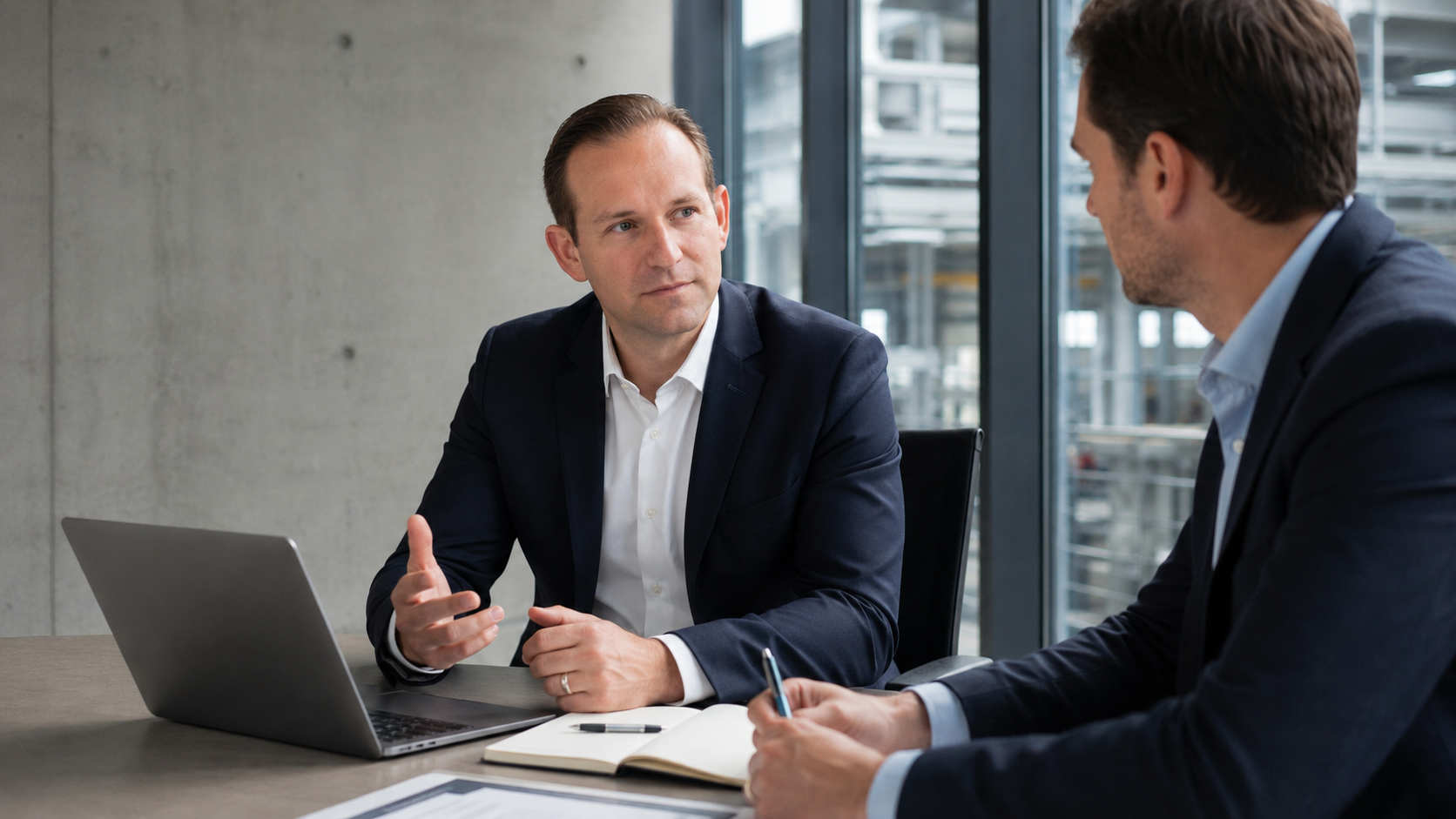 Persönliches Beratungsgespräch zwischen zwei Geschäftspartnern