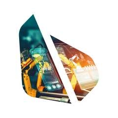 Collage aus Robotik und industrieller Anlagentechnik
